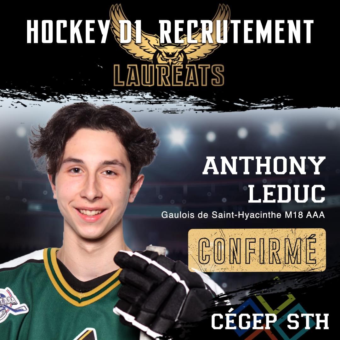 Anthony Leduc portera les couleurs des Lauréats - Lauréats - Cégep de ...