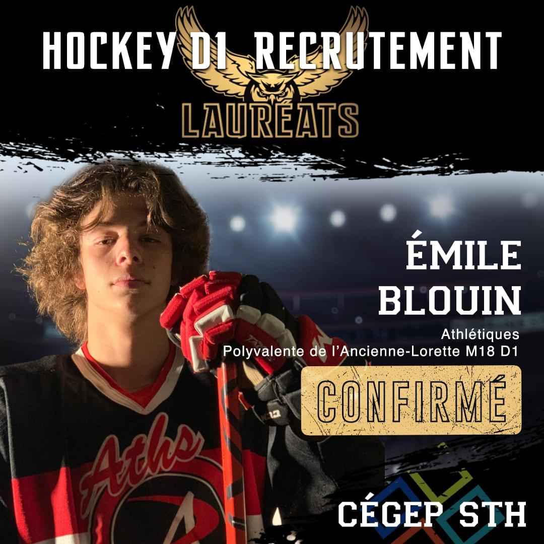L'attaquant des Aths de L'AncienneLorette Émile Blouin devient un
